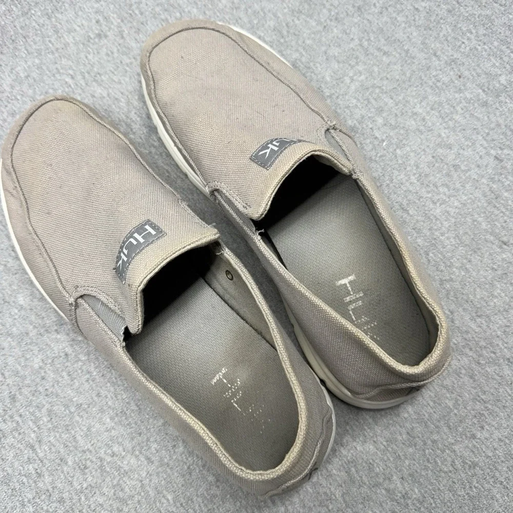 Huk Fishing Classic Brewster Men's Moss Canvas Slip-On Shoes Size 10 Deck Boat